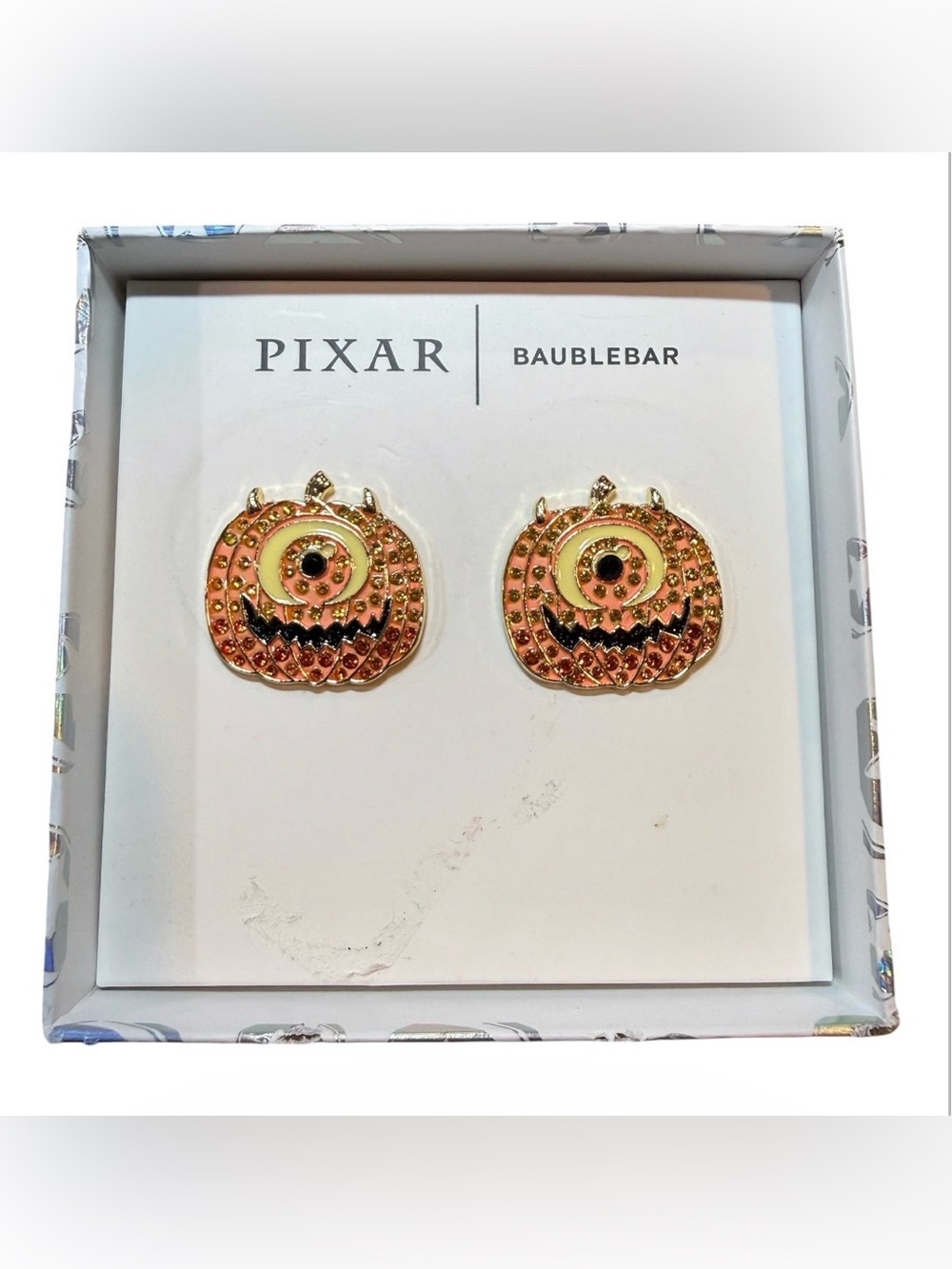 Disney Pixar BaubleBar Mike Wazowski Pumpkin Stud Earrings Halloween